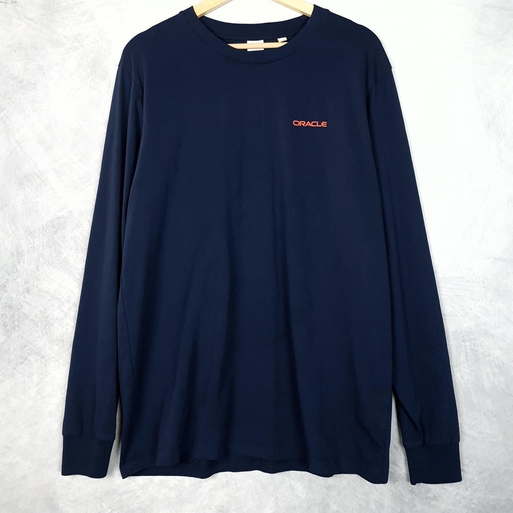 Oracle Shirt Mens Large Blue Long Sleeve Logo Tech Tee T-Shirt